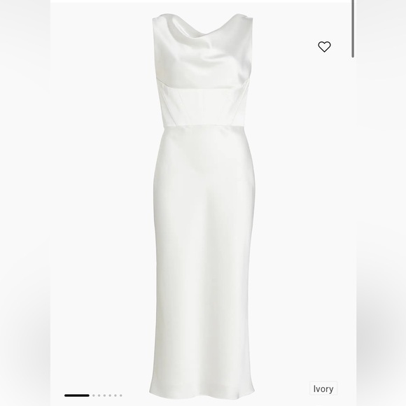 Amsale Satin Cowl Neck Midi Dress Ivory - Picture 4 of 6